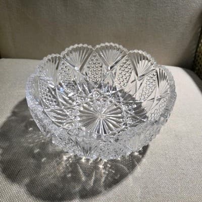 Mikasa Clear Cut Crystal Decorative Bowl with Glossy Finish, Round Shape, Japan