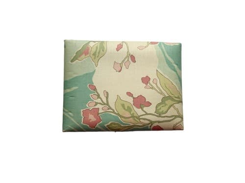 Vintage Jewelry Box Pastel Aqua & Pink Floral Cotton With Velvet Interior Travel