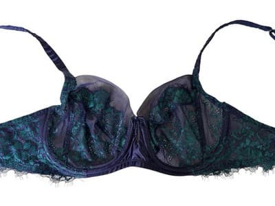 Stunning Blue & Teal Scalloped Romantic Lace Wacoal Bra 34C Lingerie Coquette
