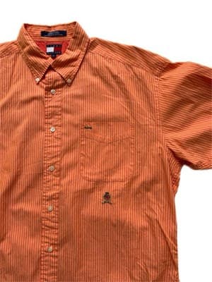 L Vintage Tommy Hilfiger Peach Coral Men’s 100% Cotton Shirt Old School Retro
