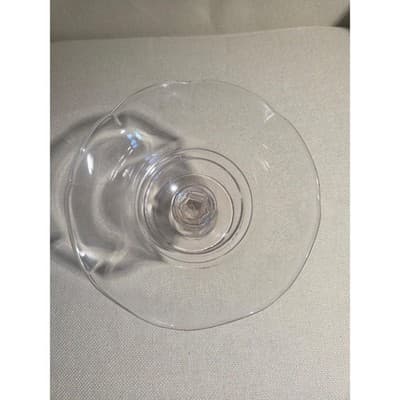 Vintage Clear Pressed Glass Footed Compote Bowl Ruffled Scalloped Edge Pedestal