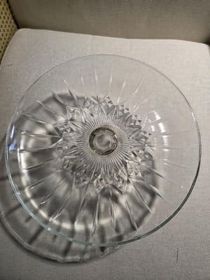 Clear Glass Starburst Round Pedestal Cake Stand Decorative Dessert Stand