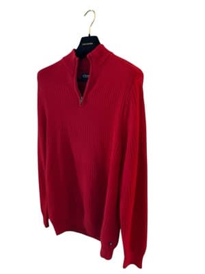 Chaps Red Cotton Men’s Pullover Half Zip Sweater Large Ralph Lauren Christmas