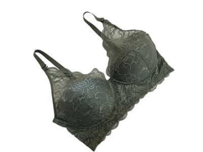 MAIDENFORM SAGE GREEN 36C BOHO SCALLOPED LACE BRA BRALETTE WIRELESS WIRE FREE