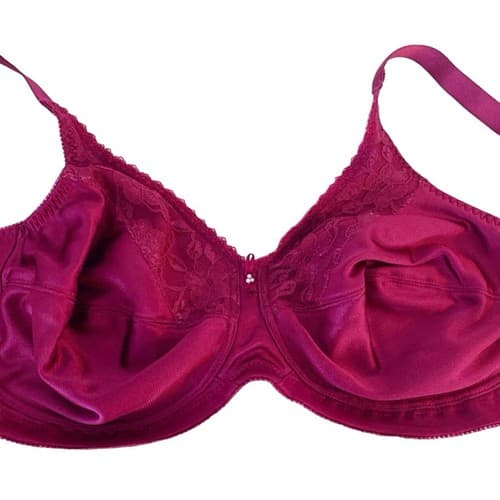 40D Bra Wine Burgundy No Wire Free Pearl Bow Lace Lingerie Soft Fabric Wireless