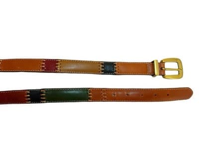 S FOSSIL Vintage Y2K Women’s Patchwork Stitched Boho Prairie Peasant Brown Belt