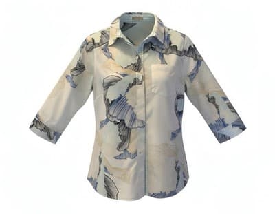 Size 1 CHICOS Women’s Summer 100% Cotton Blouse Shirt No Iron Gingham Trim