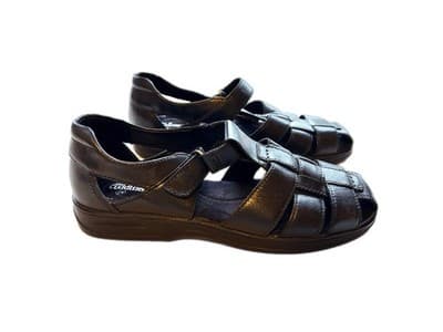 Shoes Women’s COBBIES BLACK LEATHER 8W Wide Chunky Jesus Sandals Grunge Shoes