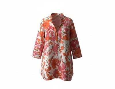 Small Jones New York Coral Peach 100% Linen Flowy Blouse Top Women’s Oversized