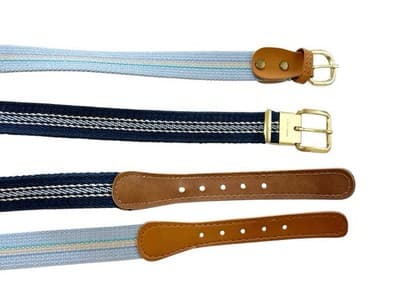 Women’s Vintage Cotton Belt Set Of 2 Preppy Blue Pastel Spring Summer Skinny 38