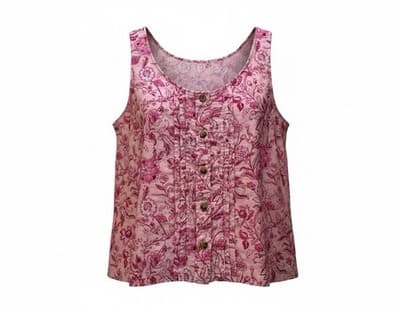 XL Women’s Wonderby Pink Linen Top Shirt Sleeveless Summer Blouse