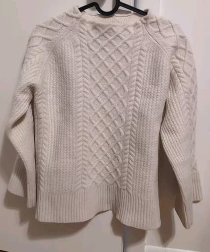 Cozy Fisherman Cream Knit Sweater, Fall Luxury, Cottage Farm Vibes PTP 19 Small