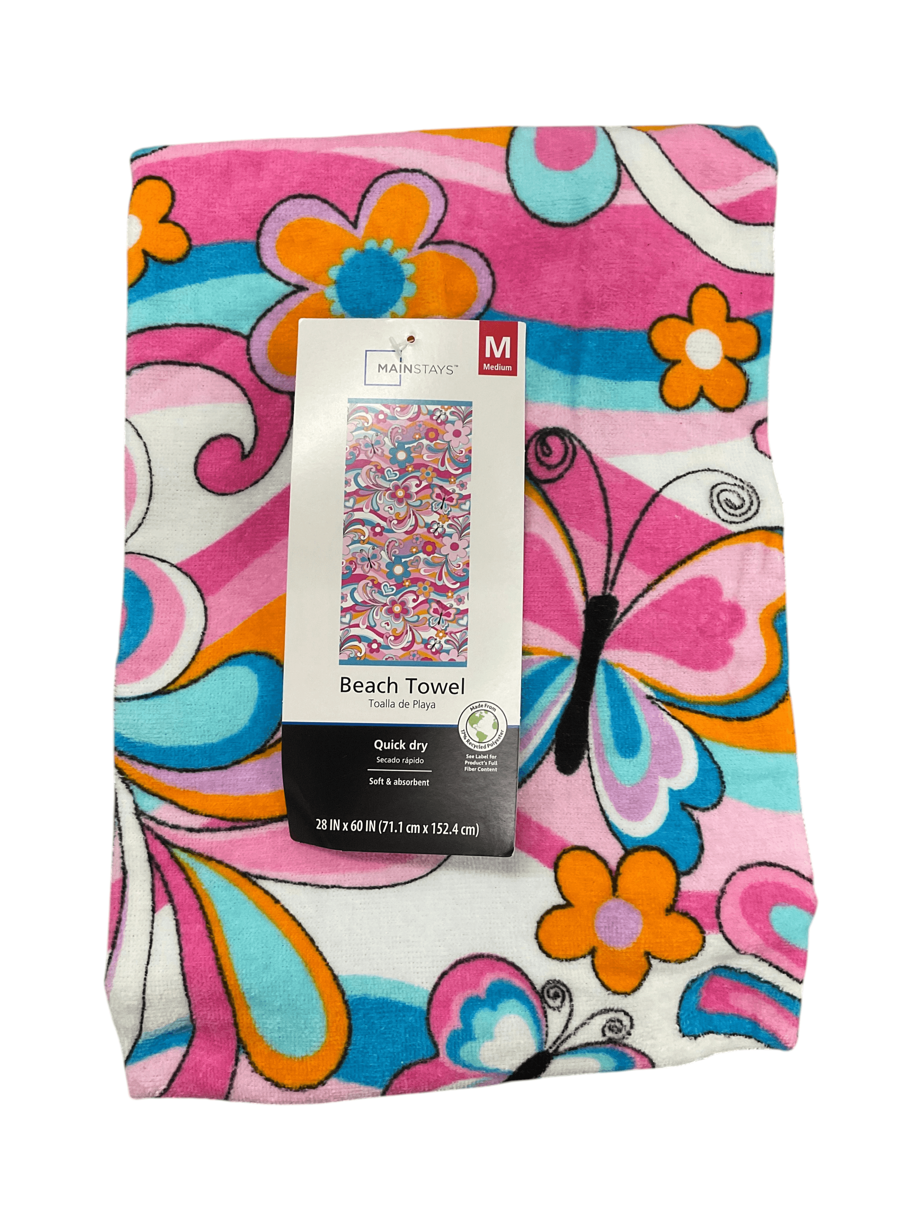 Mainstays Quick Dry Floral Beach Towel 28x60