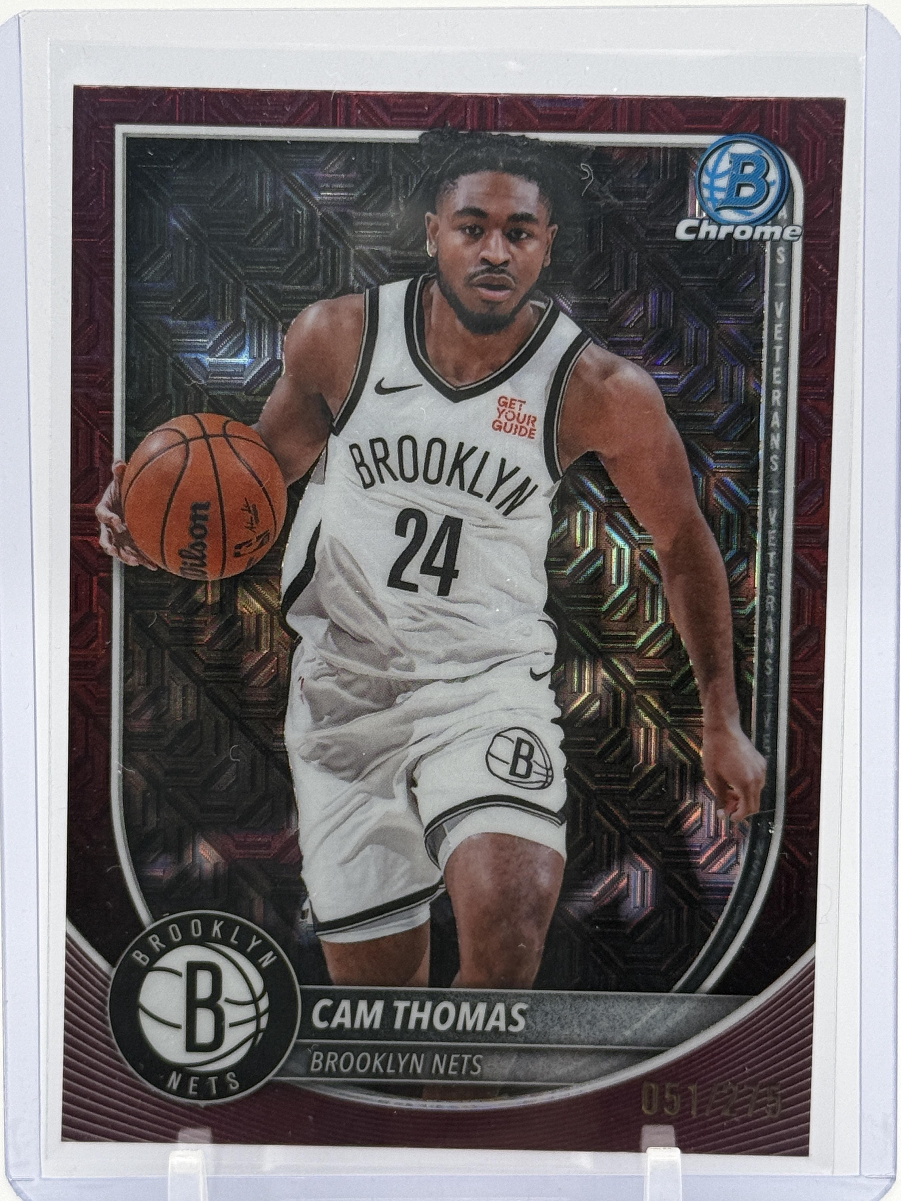 2025-26 Bowman #BCV-59 Cam Thomas Chrome Burgundy Mojo Refractor #/275