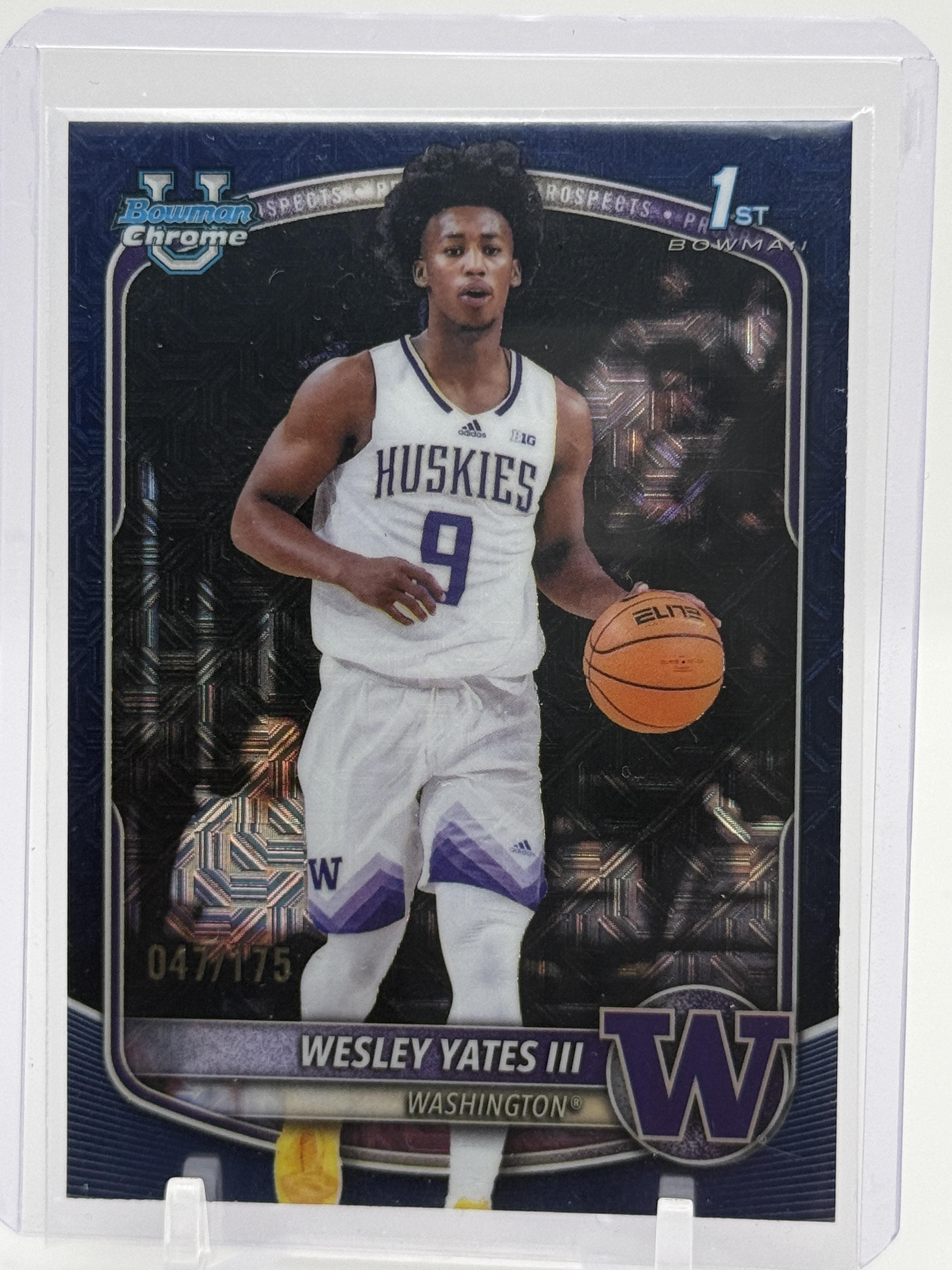 2025-26 Bowman #BCP-43 Wesley Yates III Chrome Prospects Navy Mojo Refractor 175