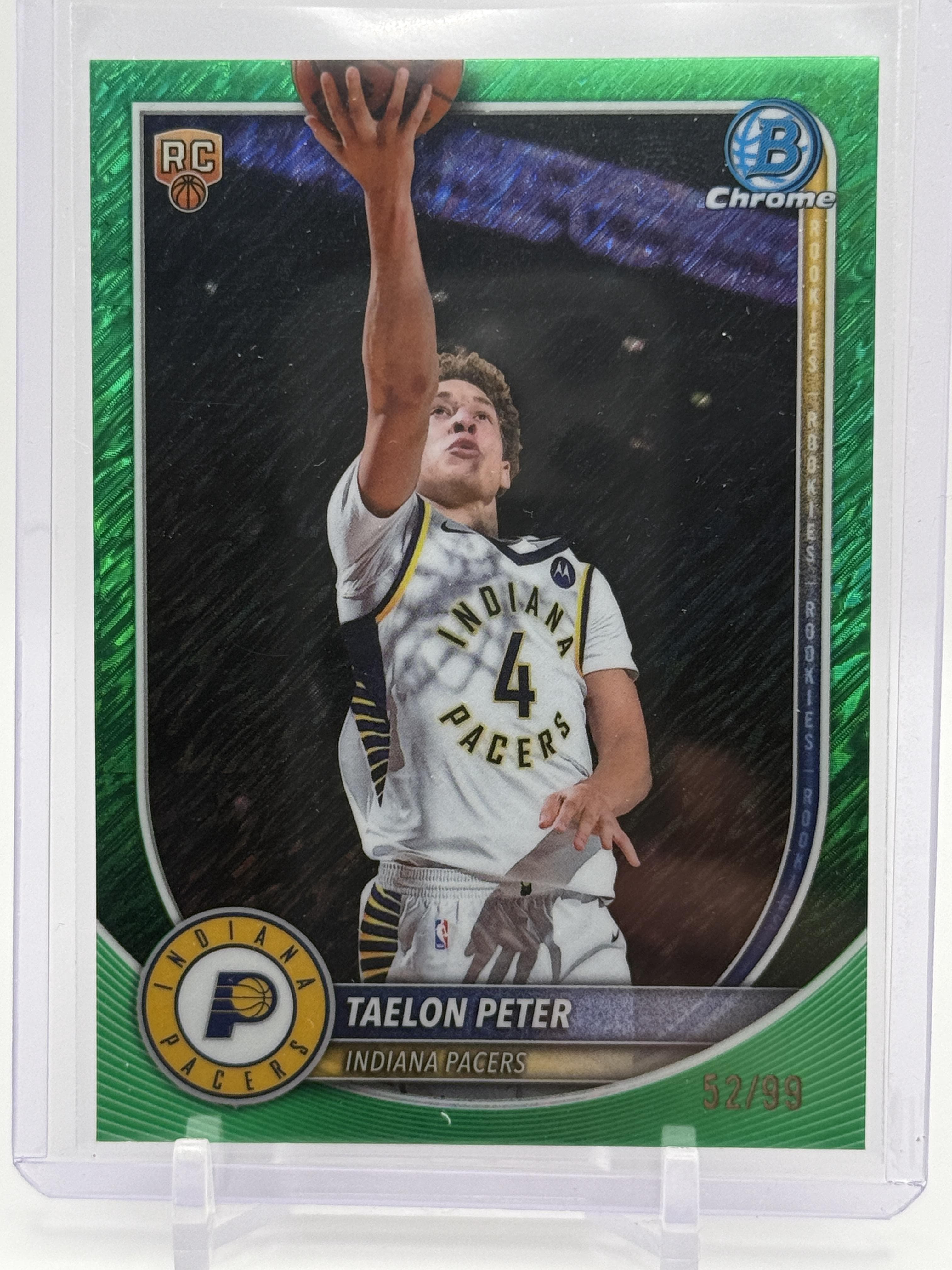 2025-26 Bowman #BCV-50 Taelon Peter Chrome Green Shimmer Refractor #/99