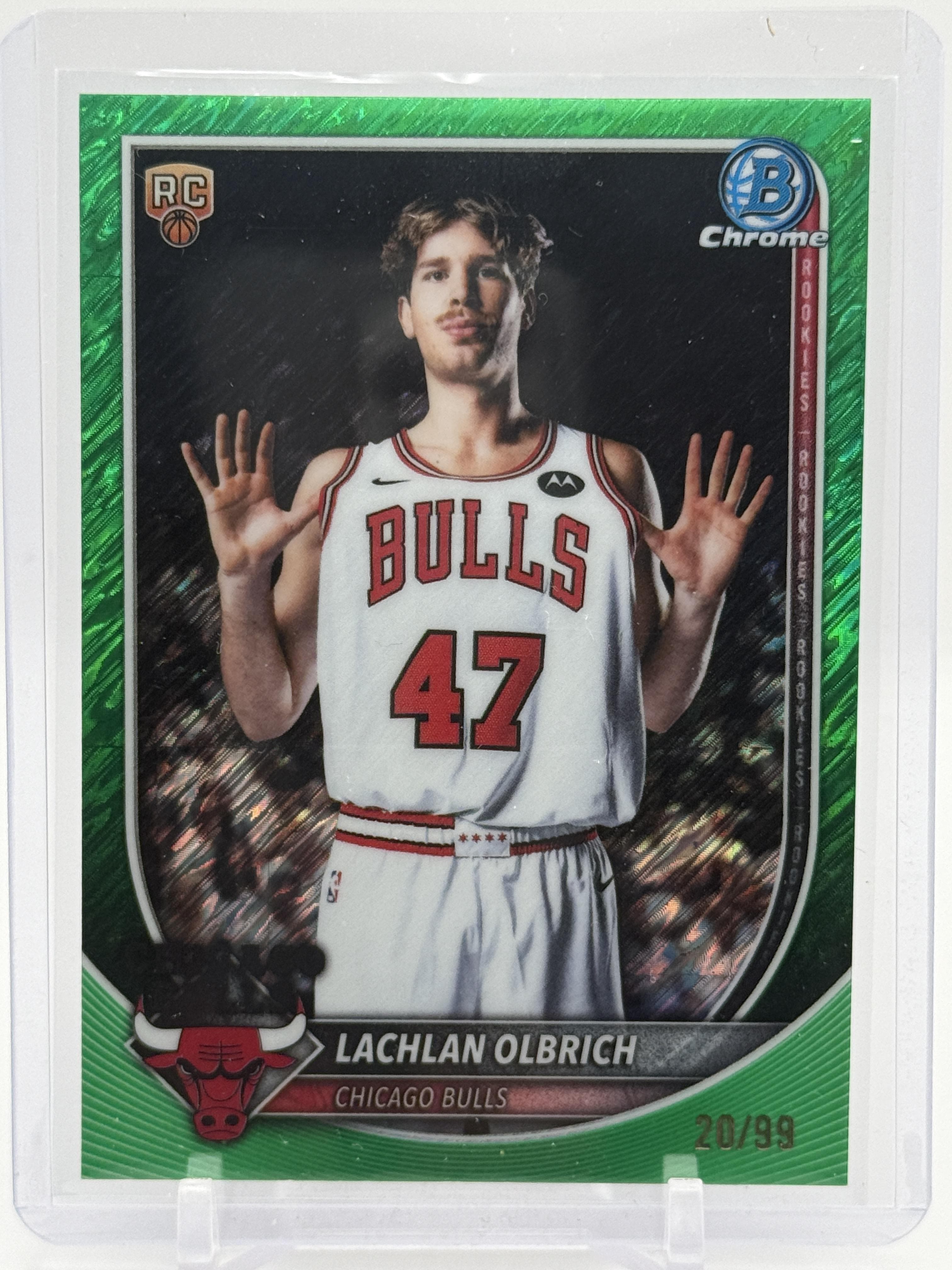 2025-26 Bowman #BCV-51 Lachlan Olbrich Chrome Green Shimmer Refractor #/99