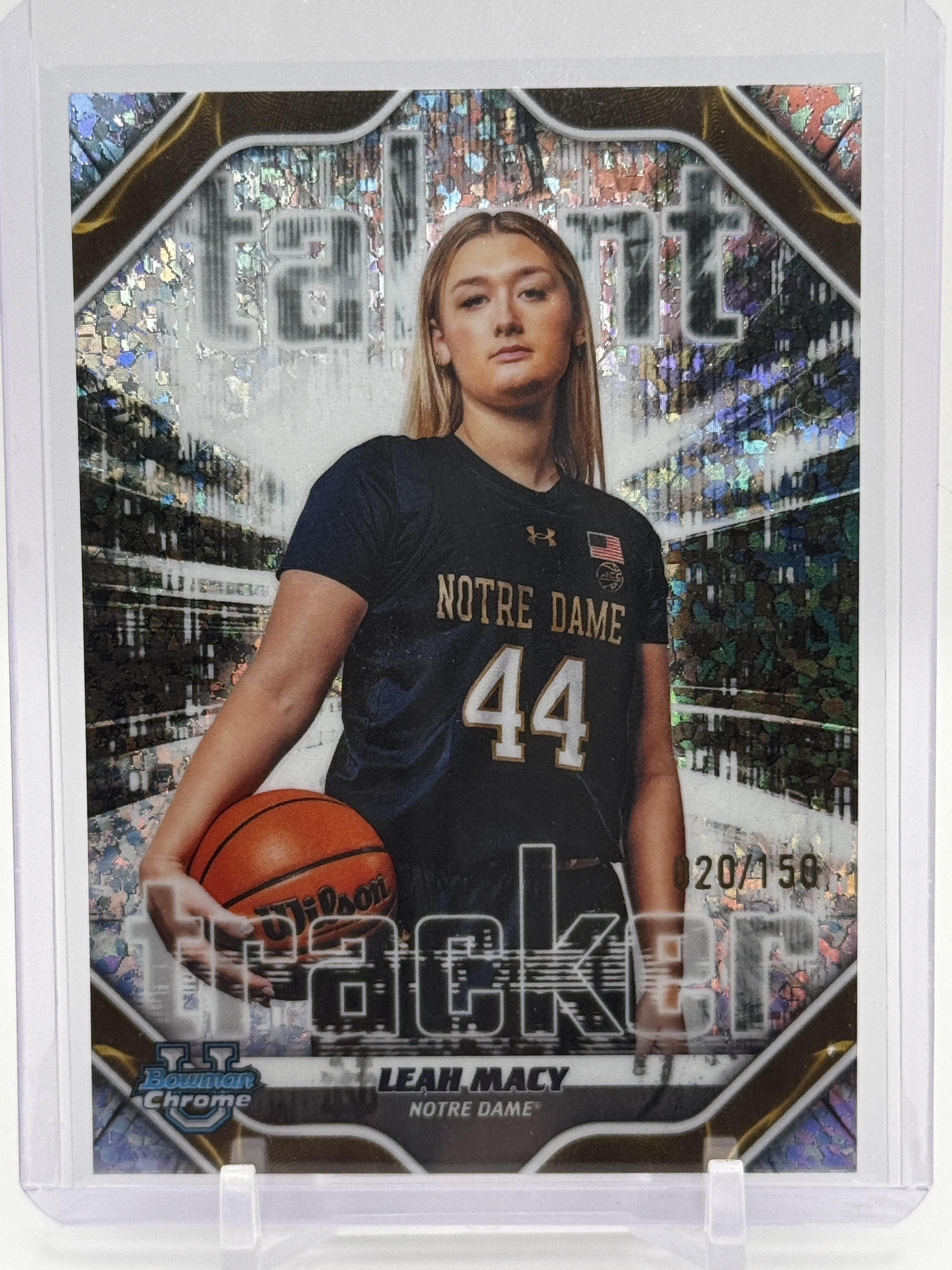 2025-26 Bowman #TT-18 Leah Macy Talent Tracker Mini-Diamond Refractor #/150