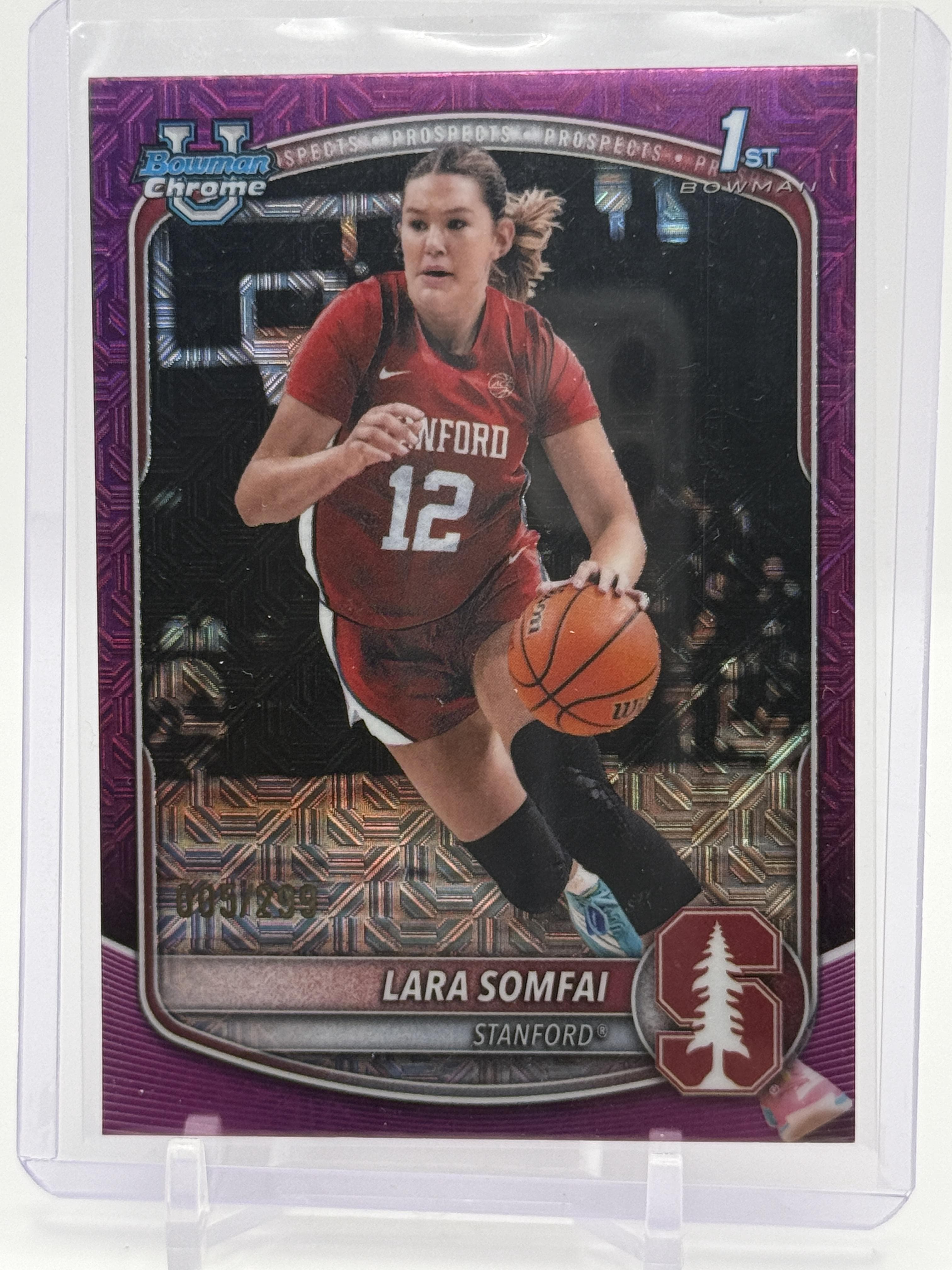 2025-26 Bowman #BCP-44 Lara Somfai Chrome Prospects Fuchsia Mojo Refractor #/299