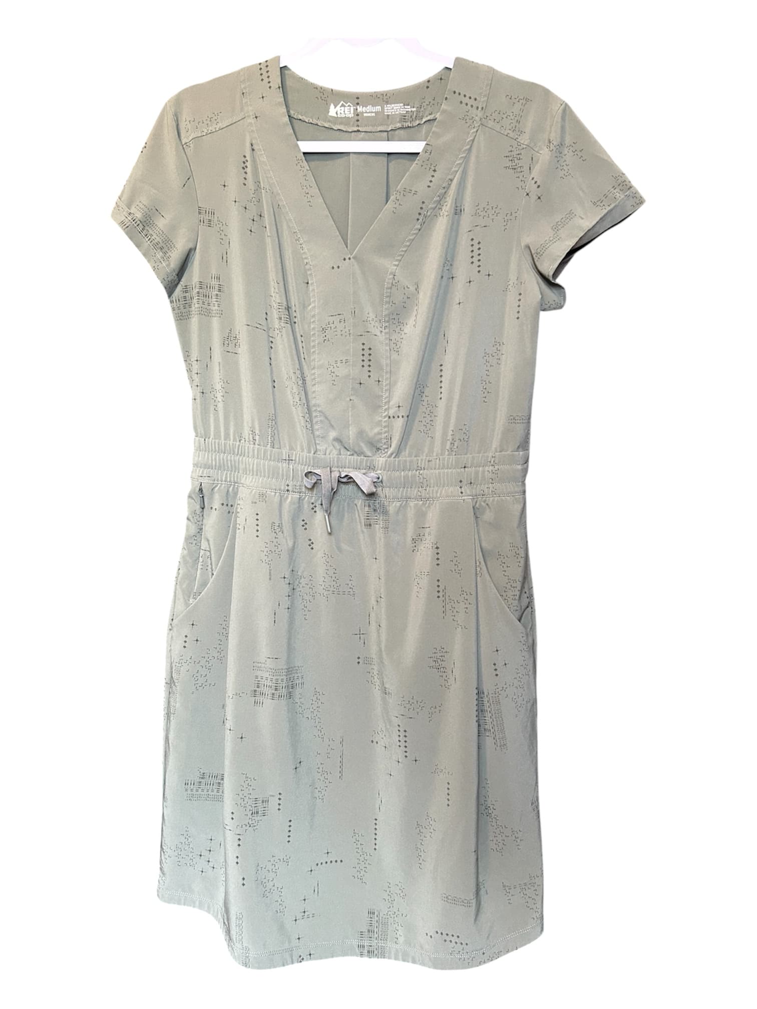 REI Co-op Women's Medium Sage Green V-Neck Dress with Pockets