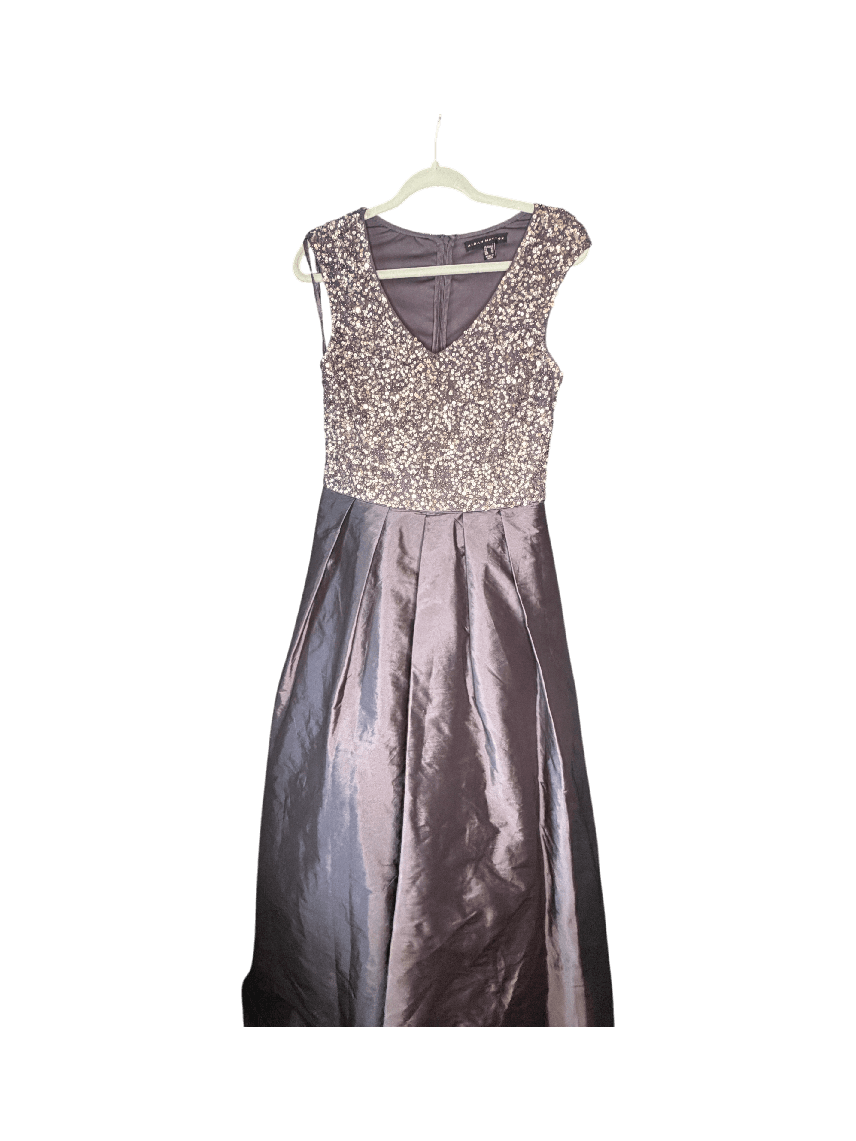 VINTAGE Aidan Mattox (Size 10) Elegant Sequin Evening Gown with Satin Skirt