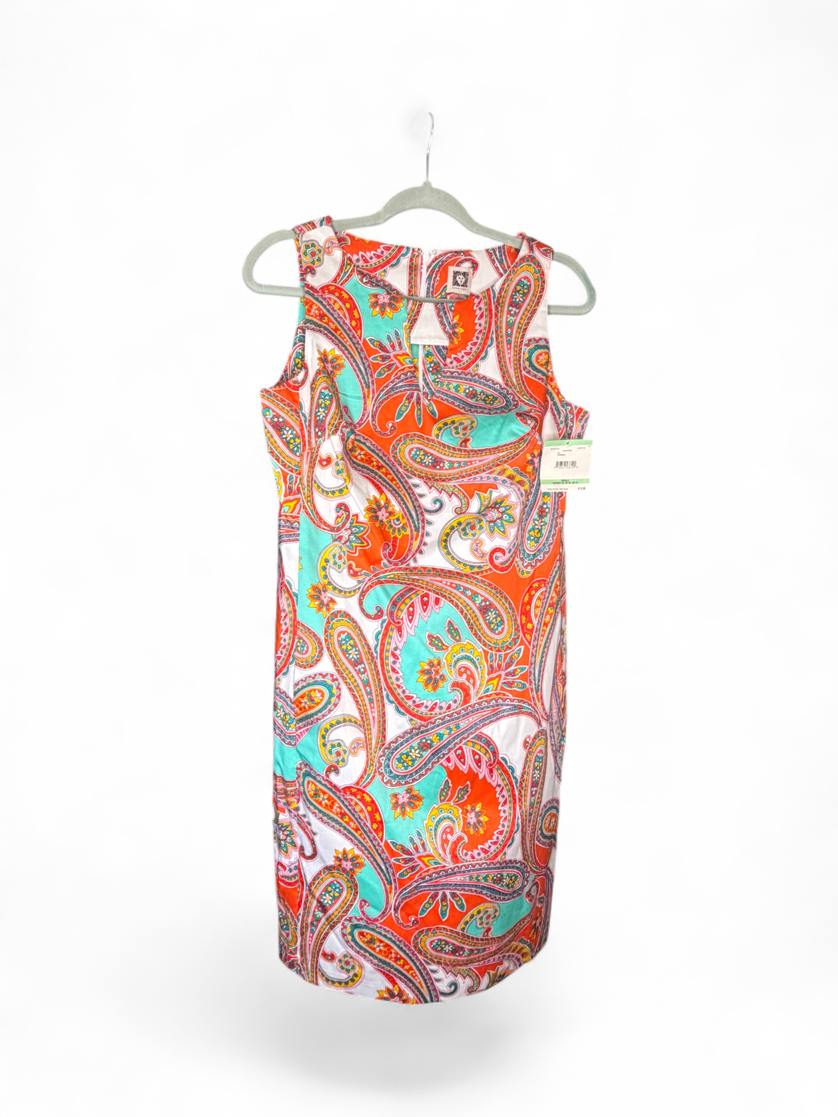 NWT Anne Klein Paisley Patterned Orange Multicolor Dress Tango/Aruba