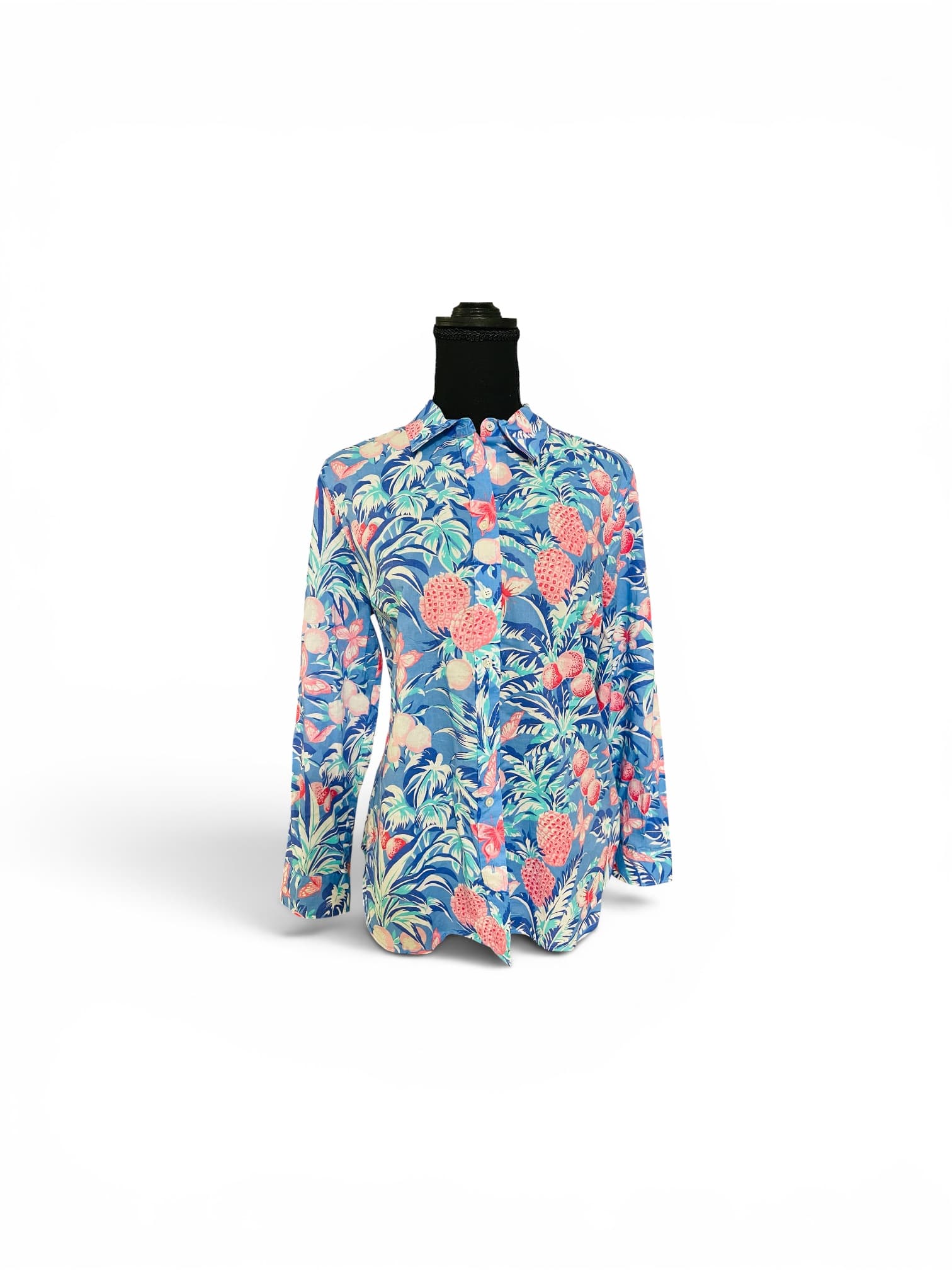 Talbots Floral L/S Button Up Tropical Blouse/Top