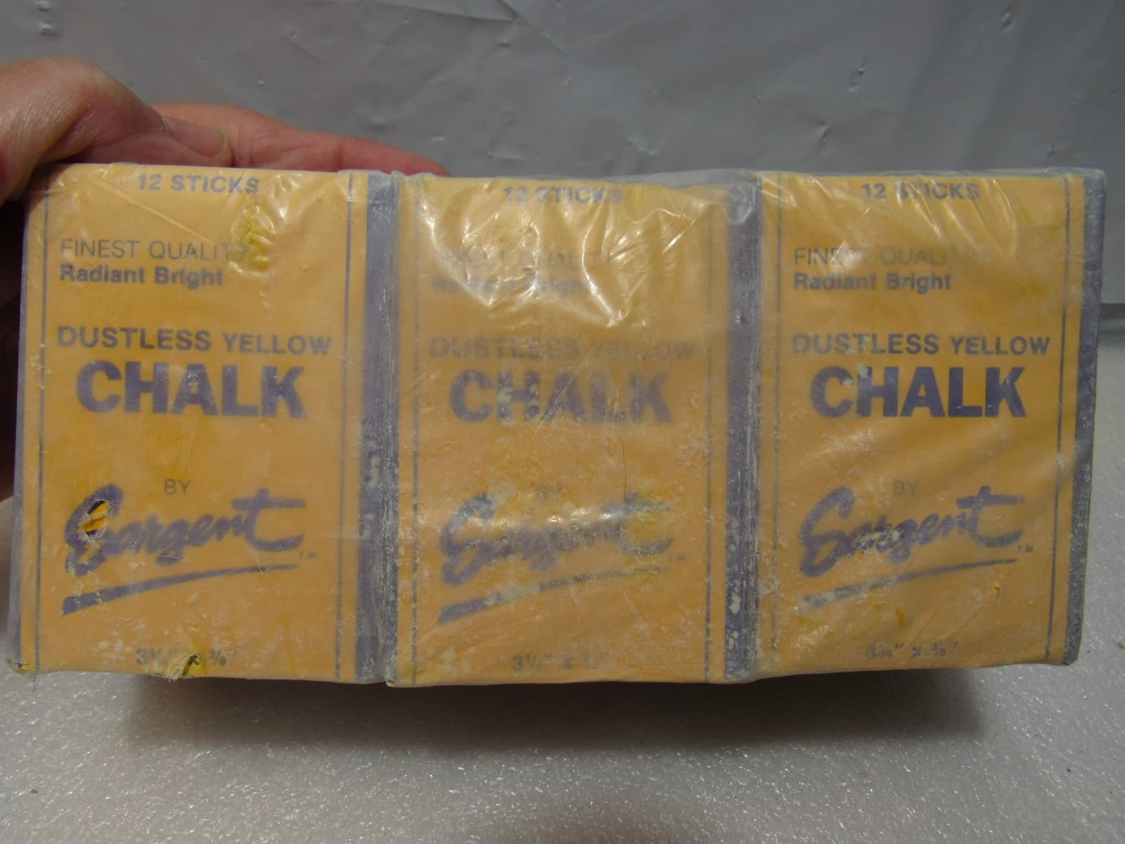 Lot of Vintage Yellow Dustless Chalk Sargent 12 Boxes Sealed (V33J)