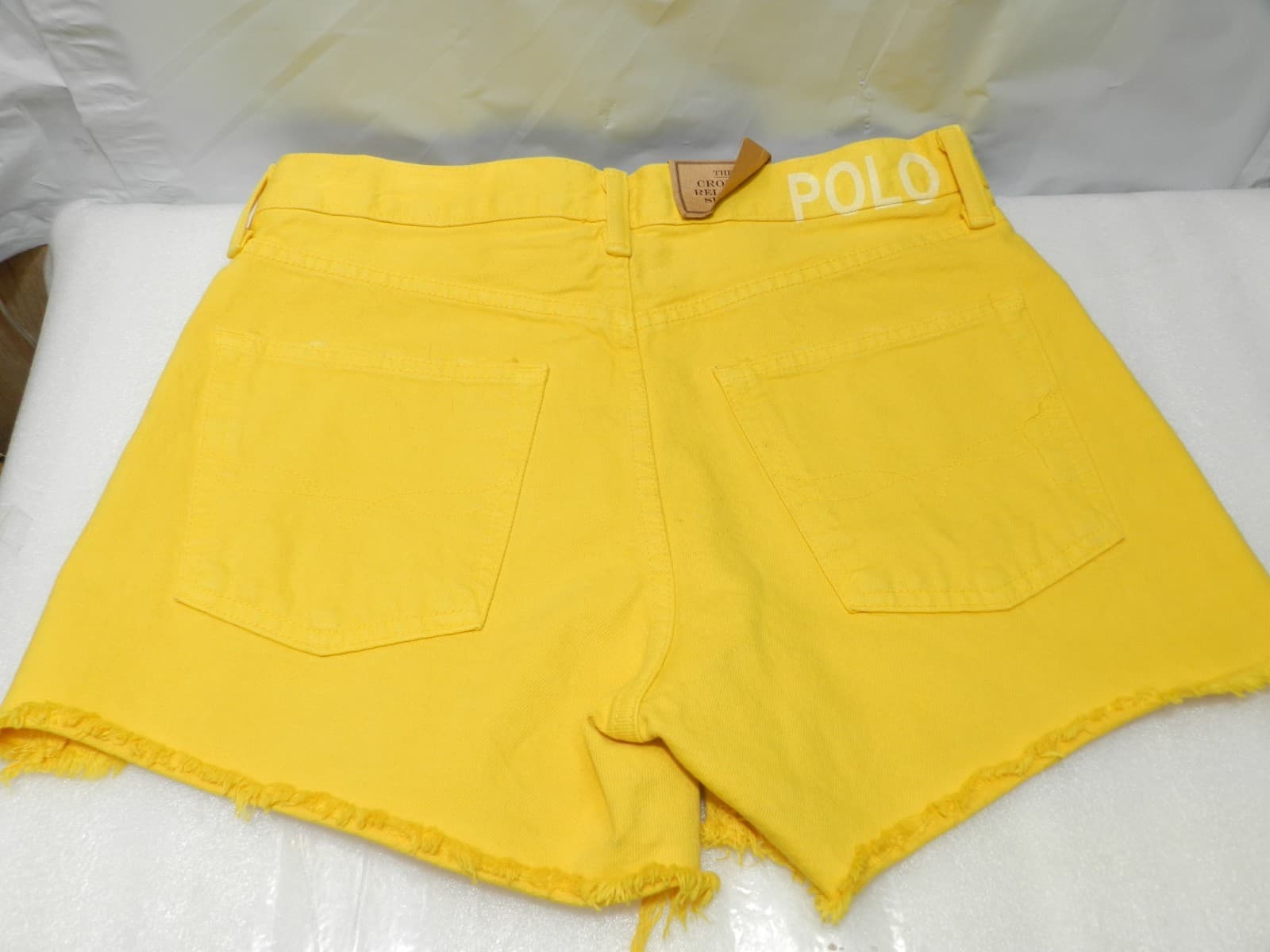 NWT Polo Ralph Lauren Womens Size 27 The Crosby Relaxed Denim Shorts Yellow E73K