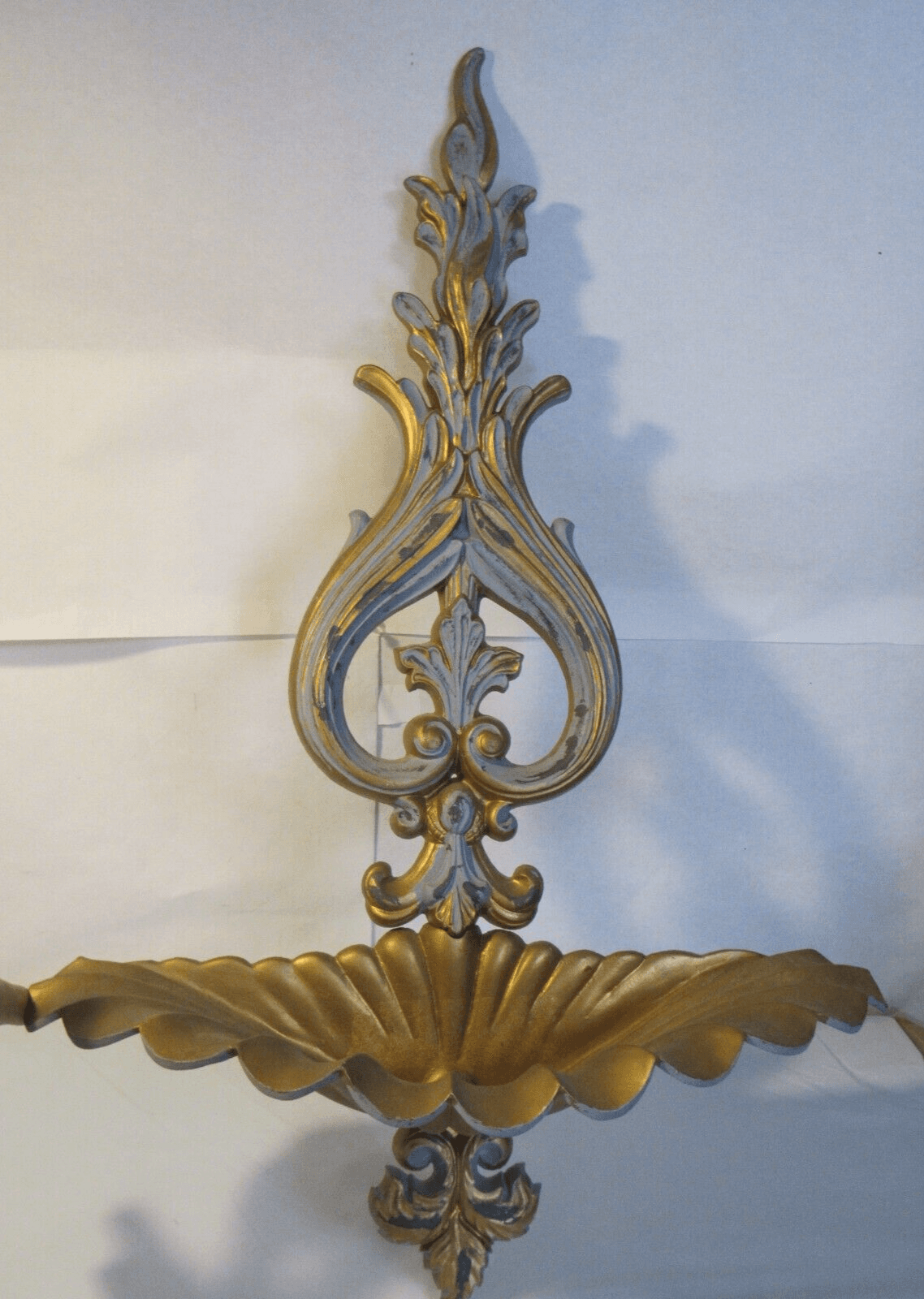 SEXTON Cast Aluminum Wall Planter Regency 1960s 15.5" Gold U47J