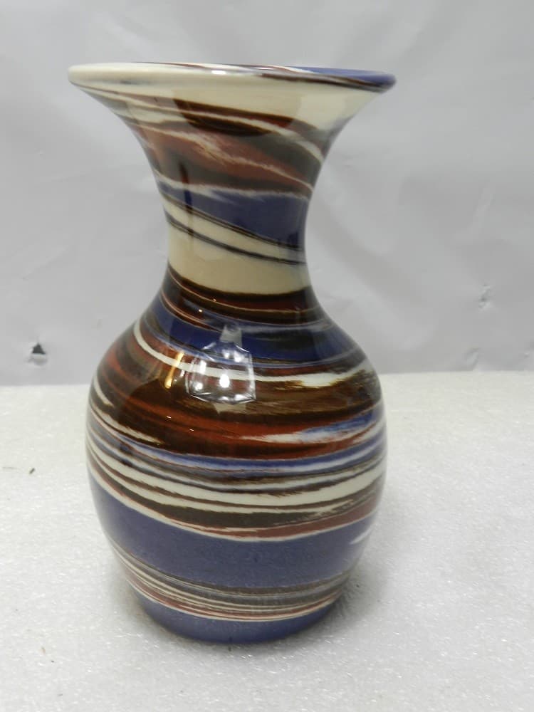Vintage Desert Sands Pottery Ceramic Bud Vase Brown Blue Cream Swirl 5" (C57S)