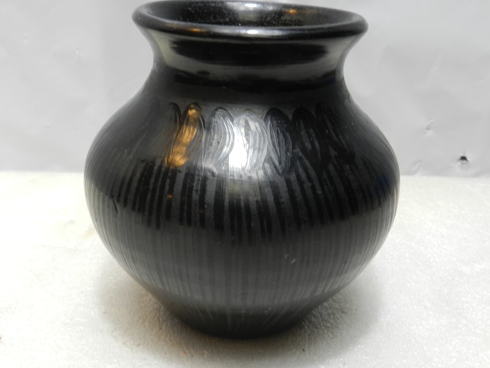 Vintage Black Pottery Vase von Istvan Fazekas aus Nadudvar 1998 Signed (C56S)
