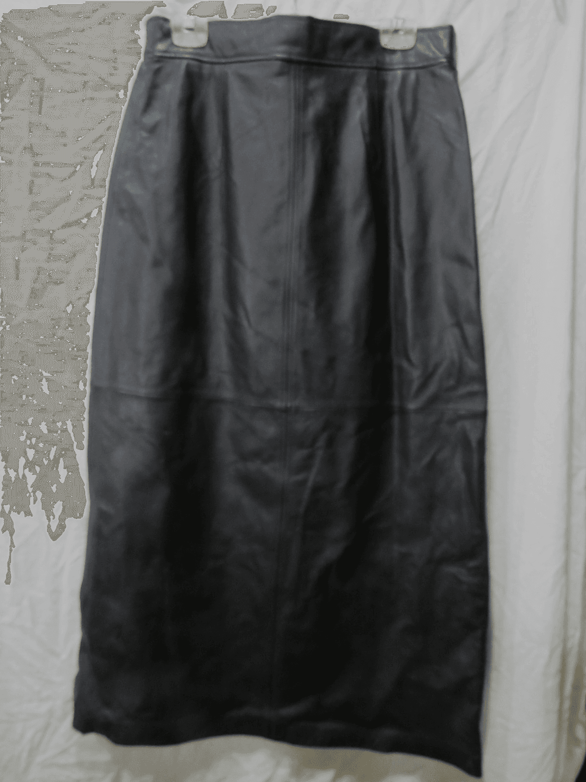 Vintage Black Leather Maxi Skirt Preston & York Size 14 Lined Back Slit (I7K)