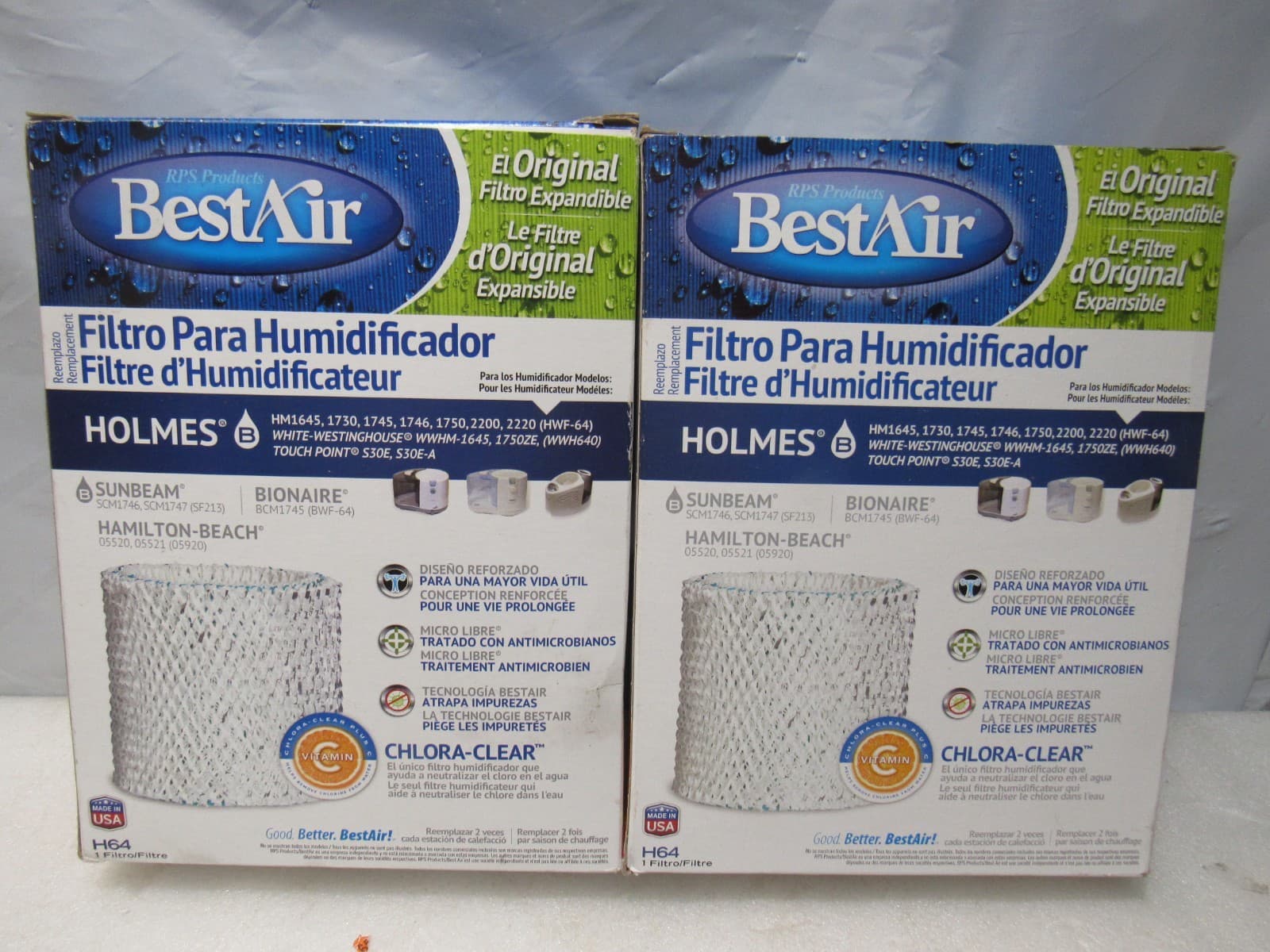 2 Pack New BestAir Replacement Expandable Wick Humidifier Filter H64 (J12J)