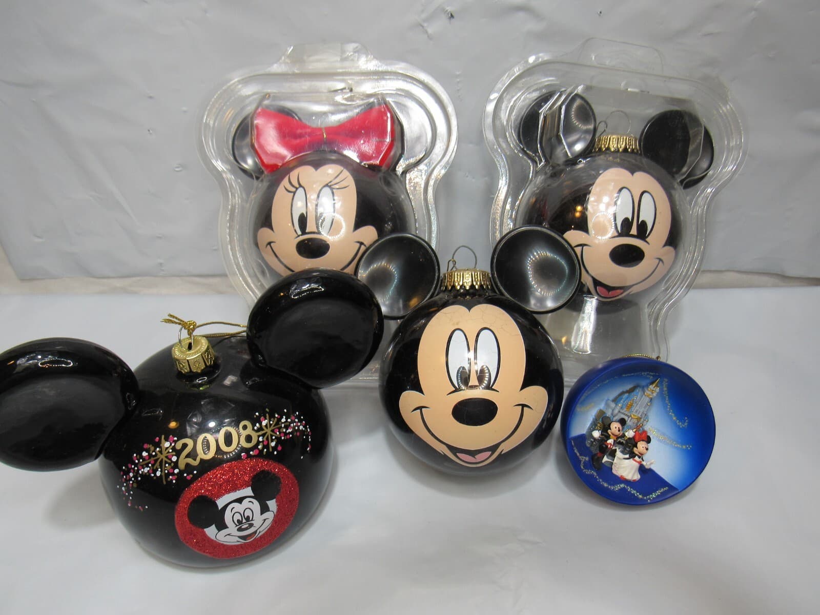 5 Vintage Disney Mickey Mouse / Minnie Mouse Head Ornament (O3M)