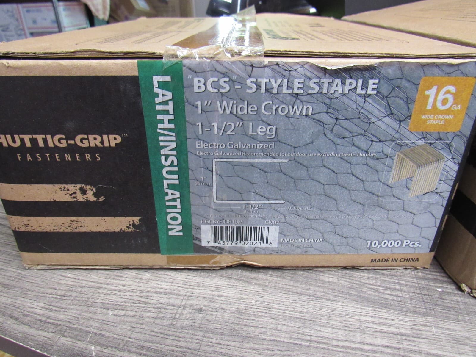 BCS Style Staple 1" Crown 1 1/2" Leg Electro Galvanized 16 ga 10,000 Pc (R45J)