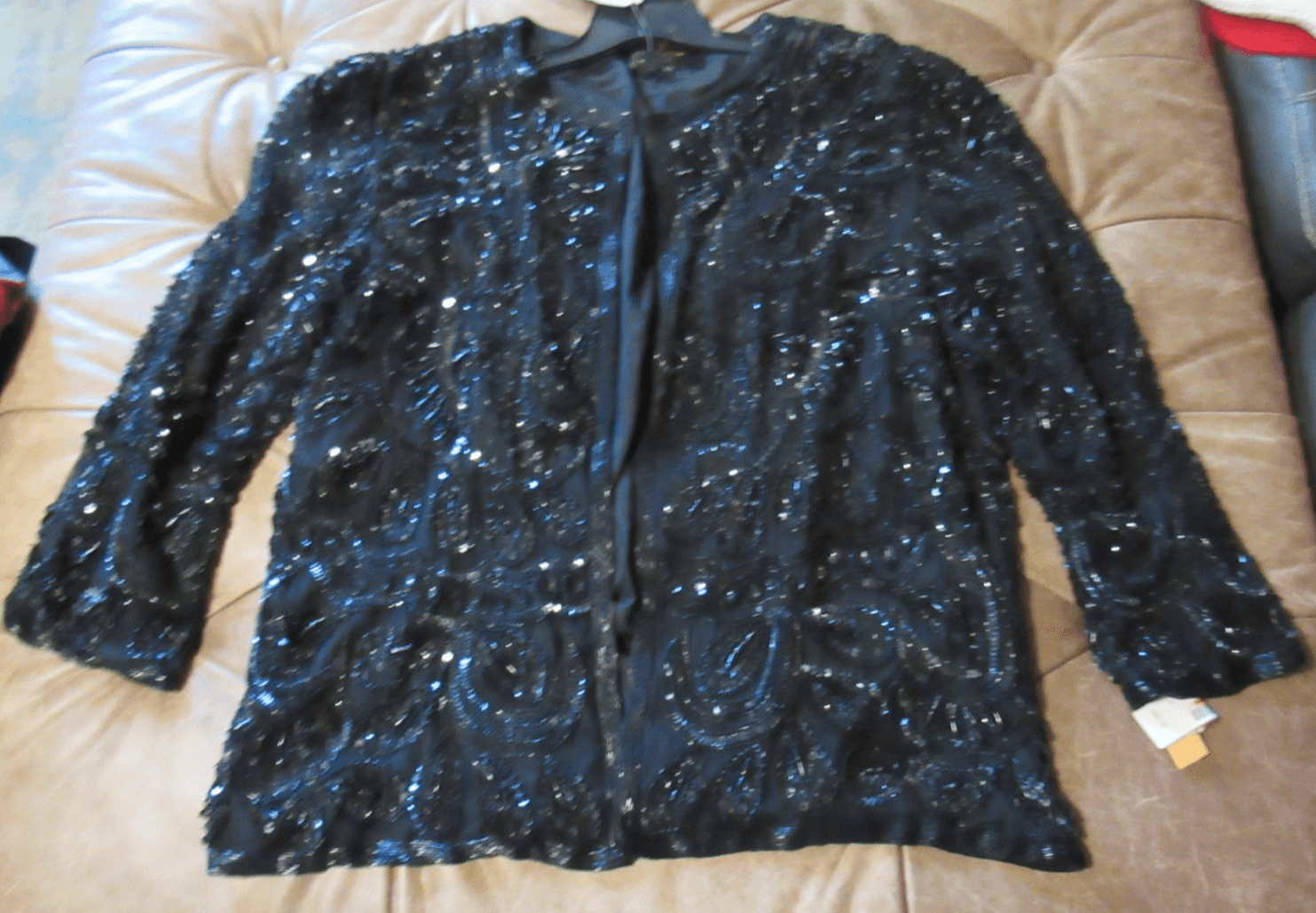 NWT Jean for Joseph Le Bon Embellished Dressy Black Sequin Beaded Blazer 1X J14K