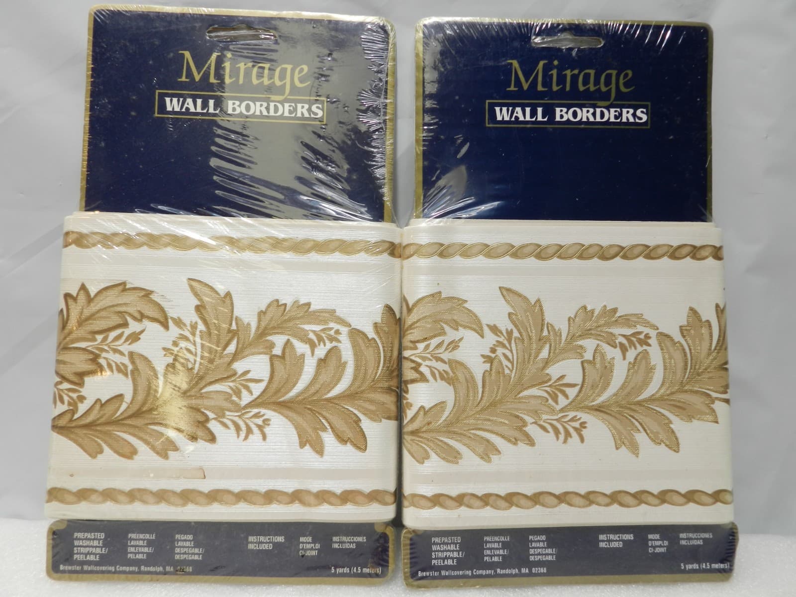 2 Vintage Mirage Wall Boarders Florentine Border 5” x 5 Yards Cream/Gold E81J