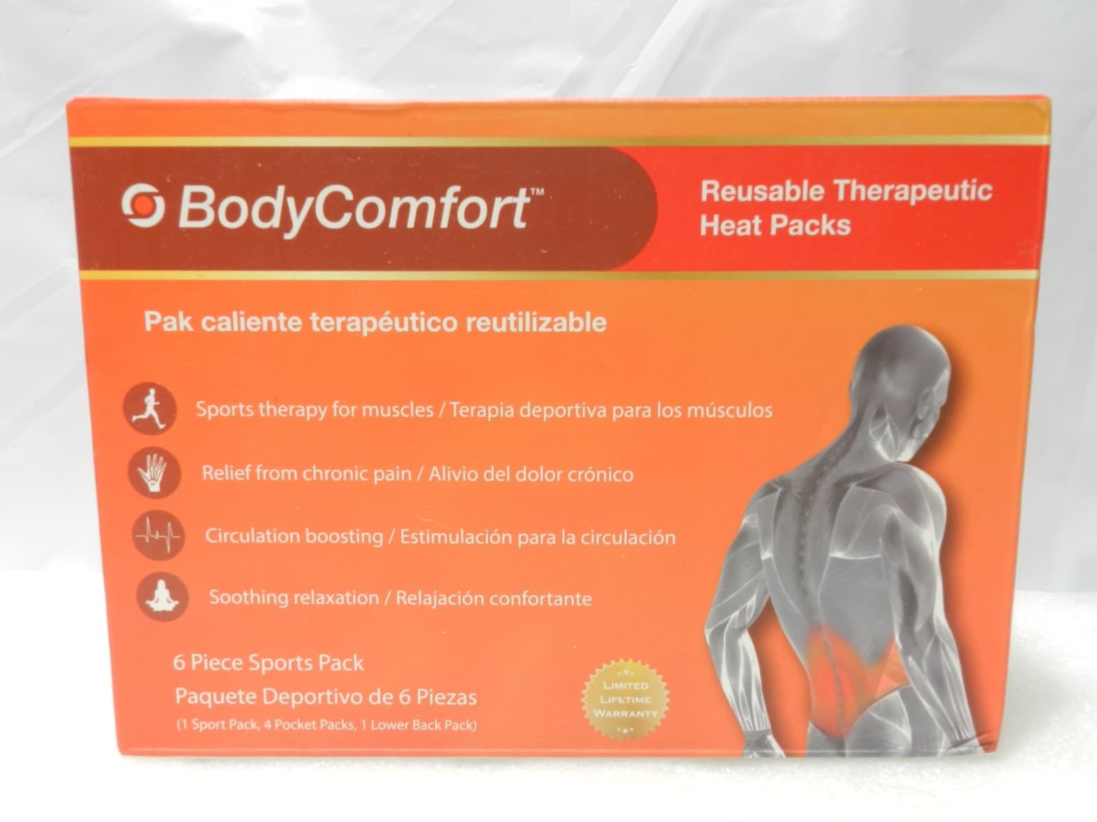Body Comfort Reusable Therapeutic Heat Packs 6 Piece Sports Pack E84J