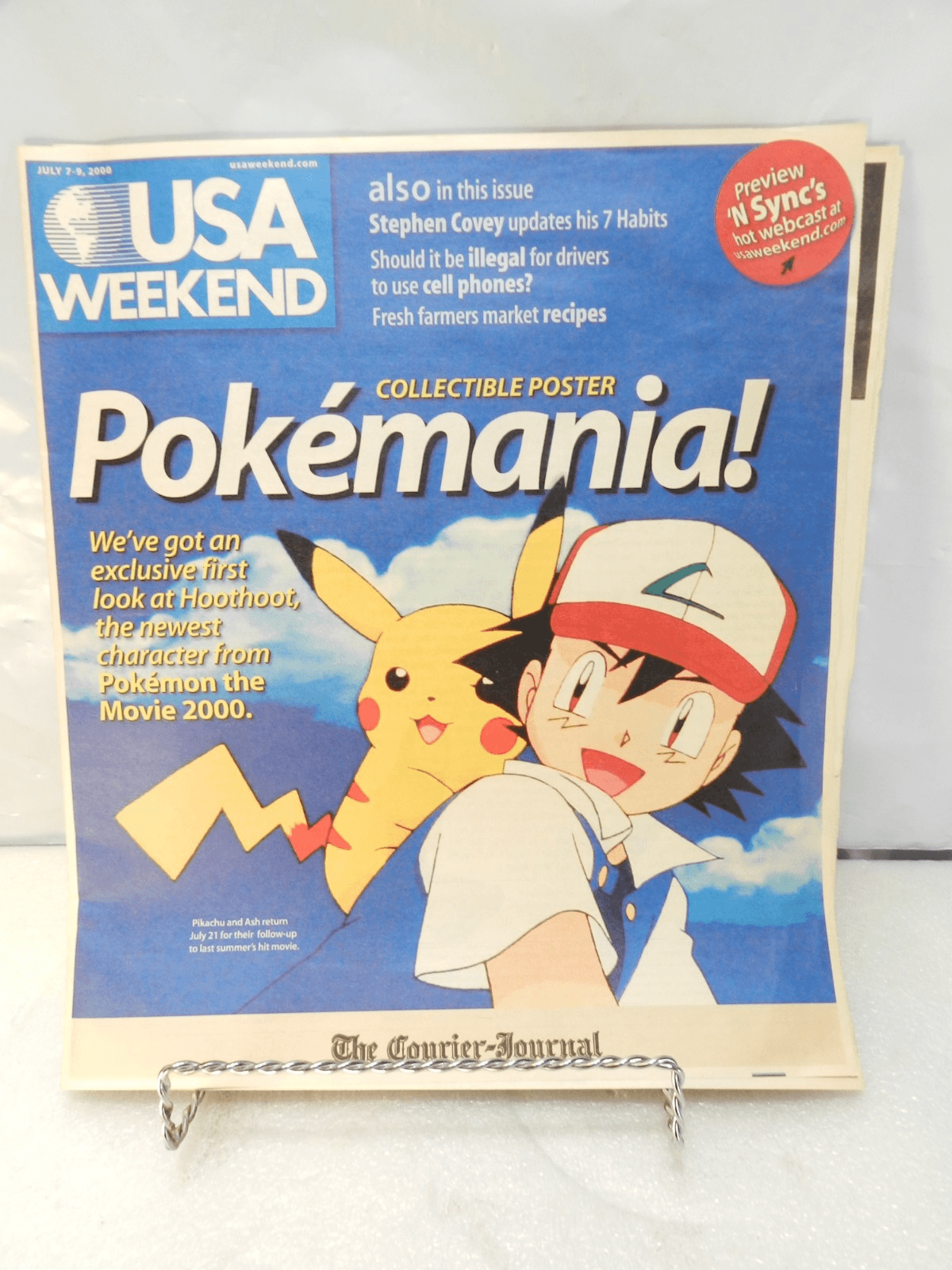 Pokemon USA Weekend Magazine Collectors Hoothoot Poster July 2000 (Y34JJ)