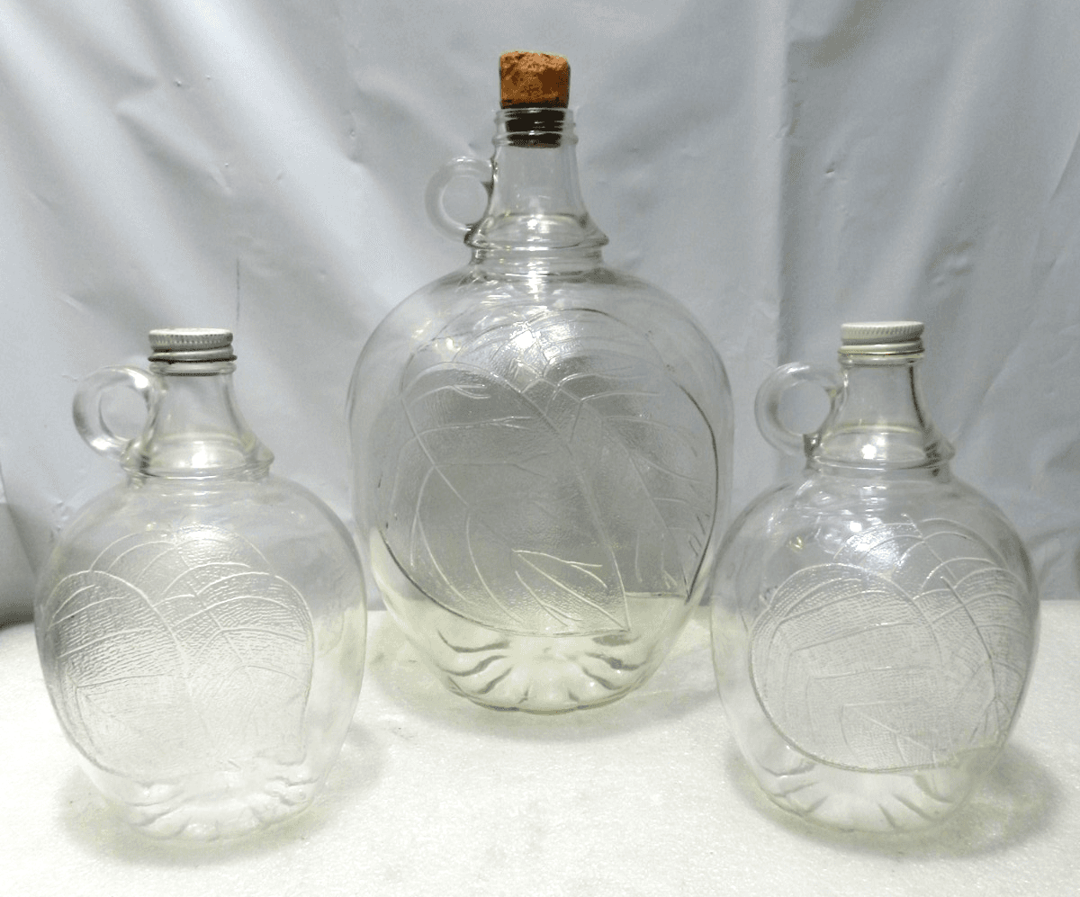 3 Vintage Glass White House Apple Vinegar One Quart/Gallon Jar Jug Embossed C60J