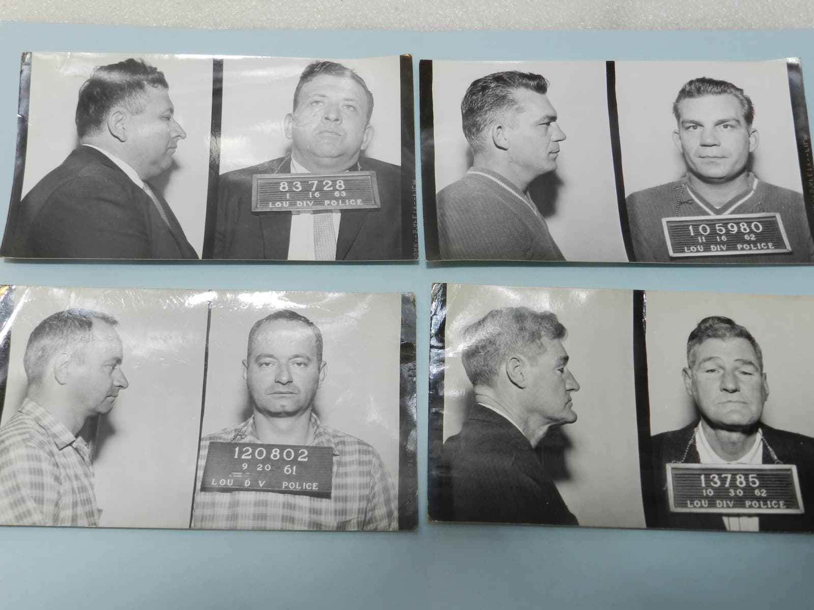 4 - 1960s B/W Booking Mug Shots Original Louisville KY Police Dept C66JJ