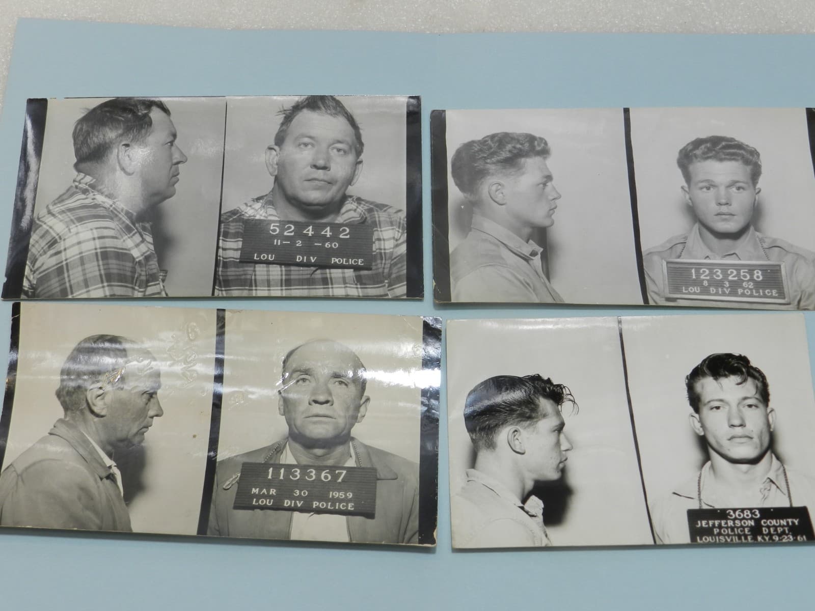 4 - 1950s 1960s B/W Booking Mug Shots Original Louisville KY Police Dept C70JJ