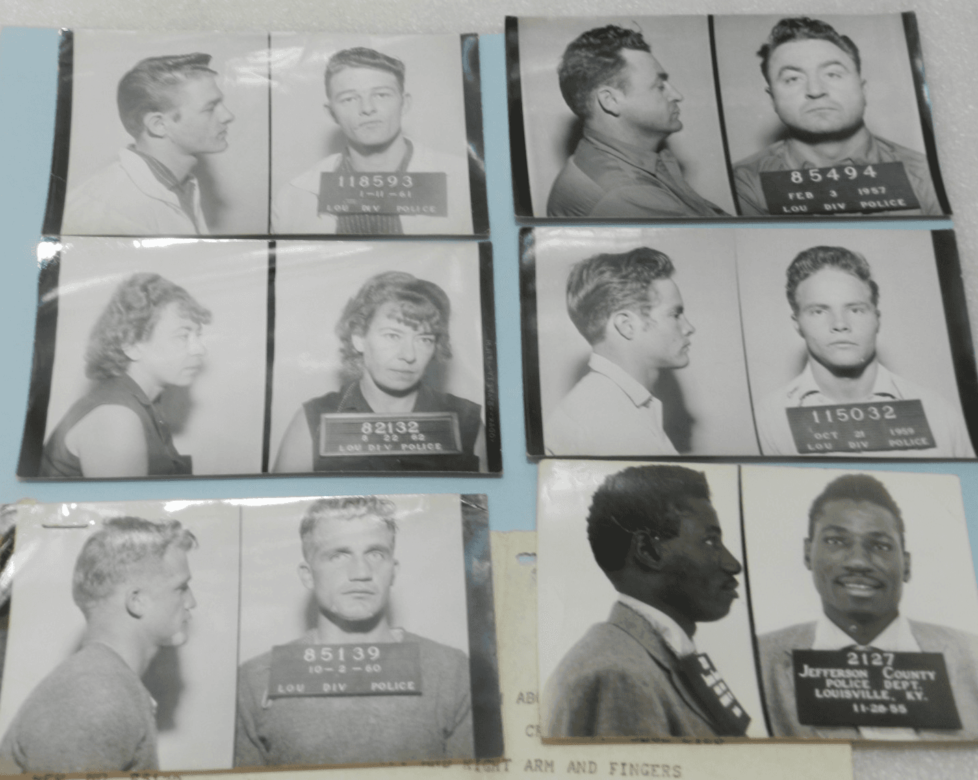 6 - 1950s - 1960s B/W Booking Mug Shots Original Louisville KY Police Dept C64JJ
