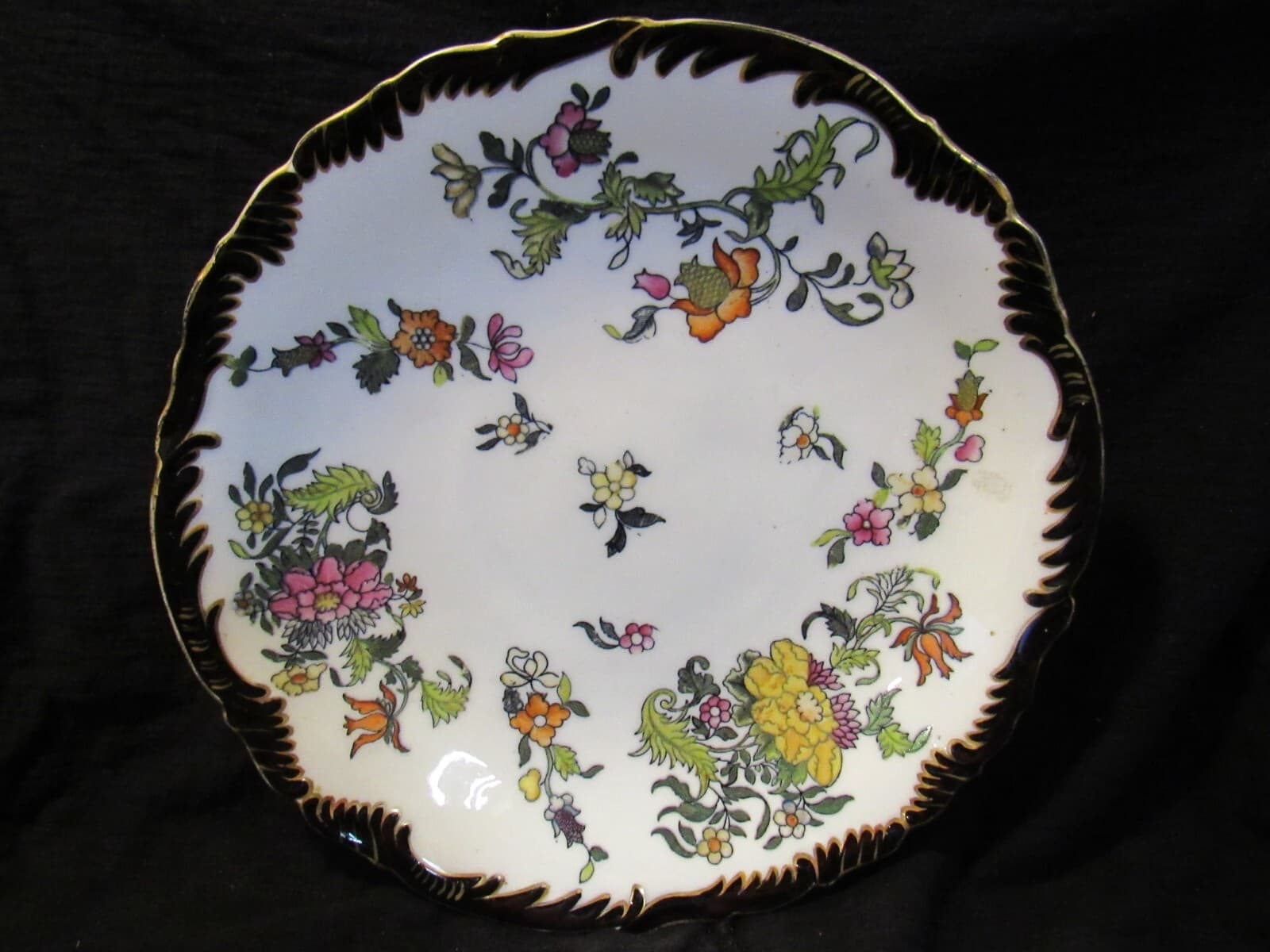 Coalport Hand Painted Floral Raised Scalloped Edge Serving Plate Bowl Footed U52