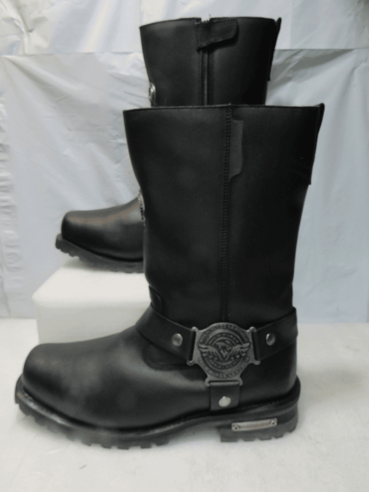 Milwaukee Harness Motorcycle Boots Black Leather Mens 10.5 EEE Square Toe (J31K)