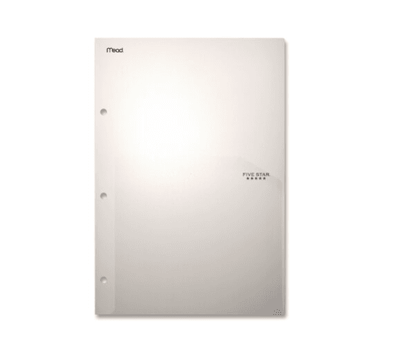 3 Five Star DuraShield Antimicrobial Partition Folder Clear with 2 Pockets NEW