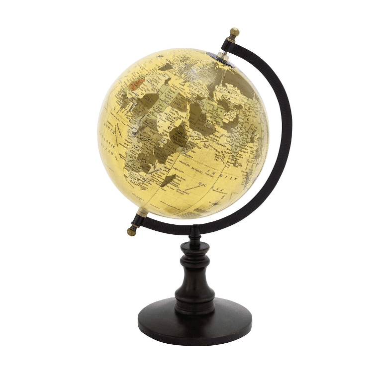 Benzara 38117 Sophisticated Wooden and Metal 14 In. Globe With Black Base (K45)