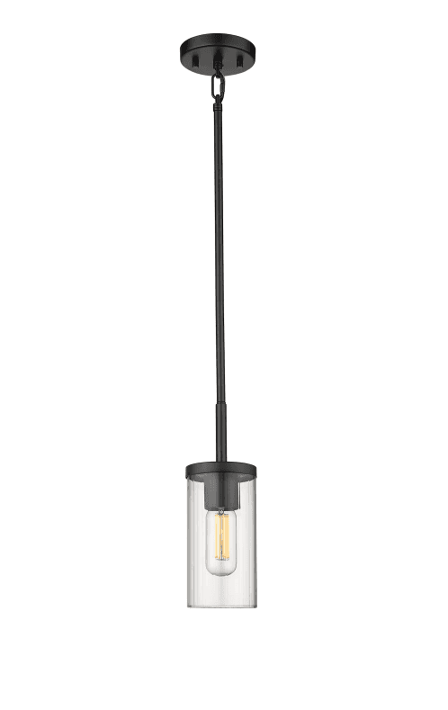 Golden Lighting Winslett 5" Wide Mini Pendant Model:7011-M1L BLK-CLR (K44)