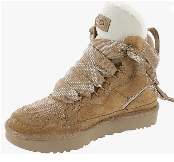 UGG HIGHMEL Chestnut Suede Shearling Lace Up Ankle Boot Women's Size 8 J36K